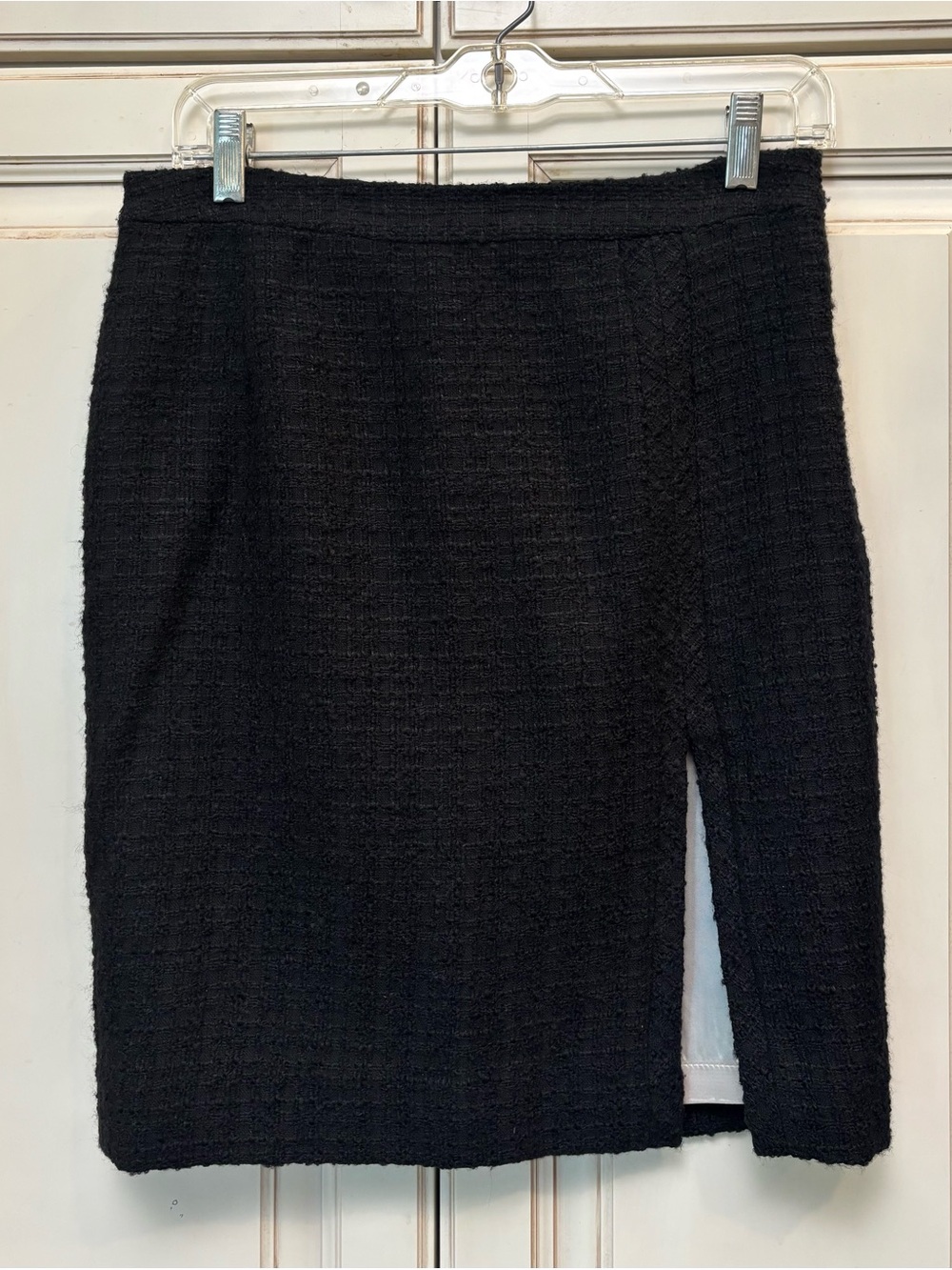 Milly Black Textured Skirt with Side Slit
